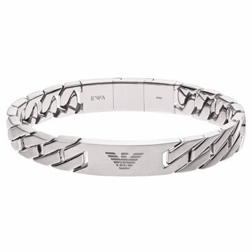 Ανδρικό βραχιόλι Emporio Armani EGS2435040 χειροπέδα από ανοξείδωτο ατσάλι σε ασημί χρώμα.